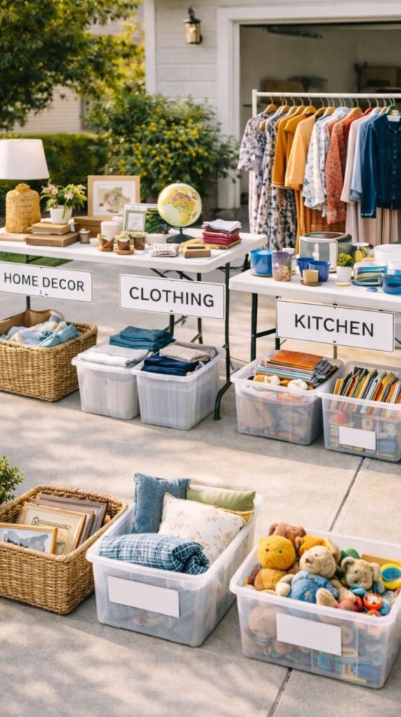 Garage sale finds on display