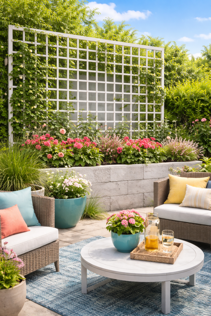 Garden retreat with vibrant blooms