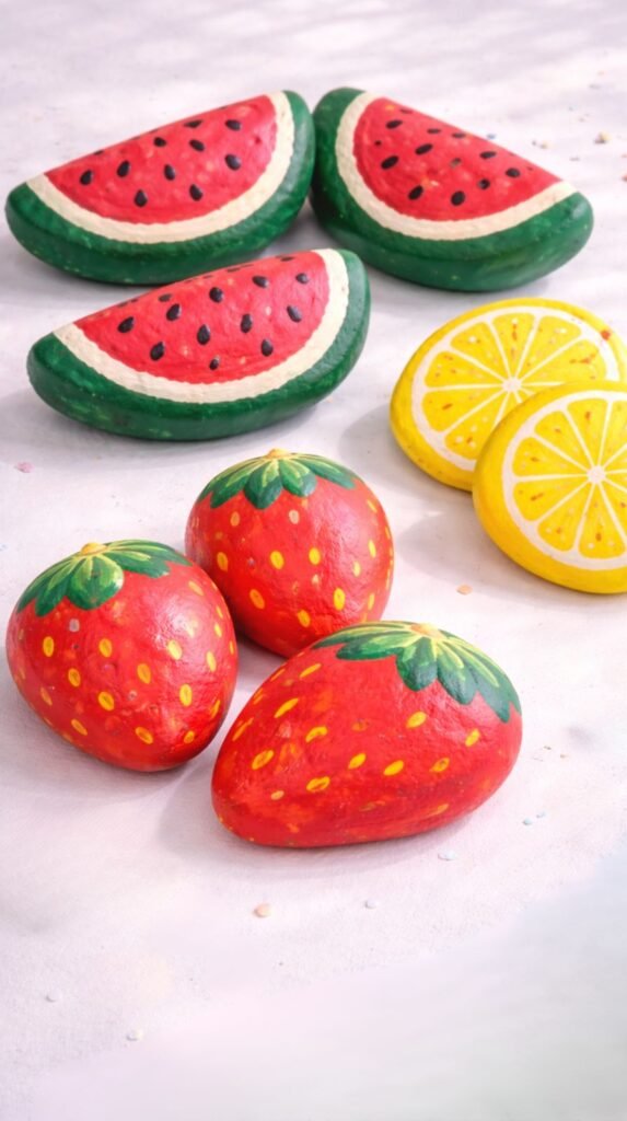 Hand-painted fruit rock collection