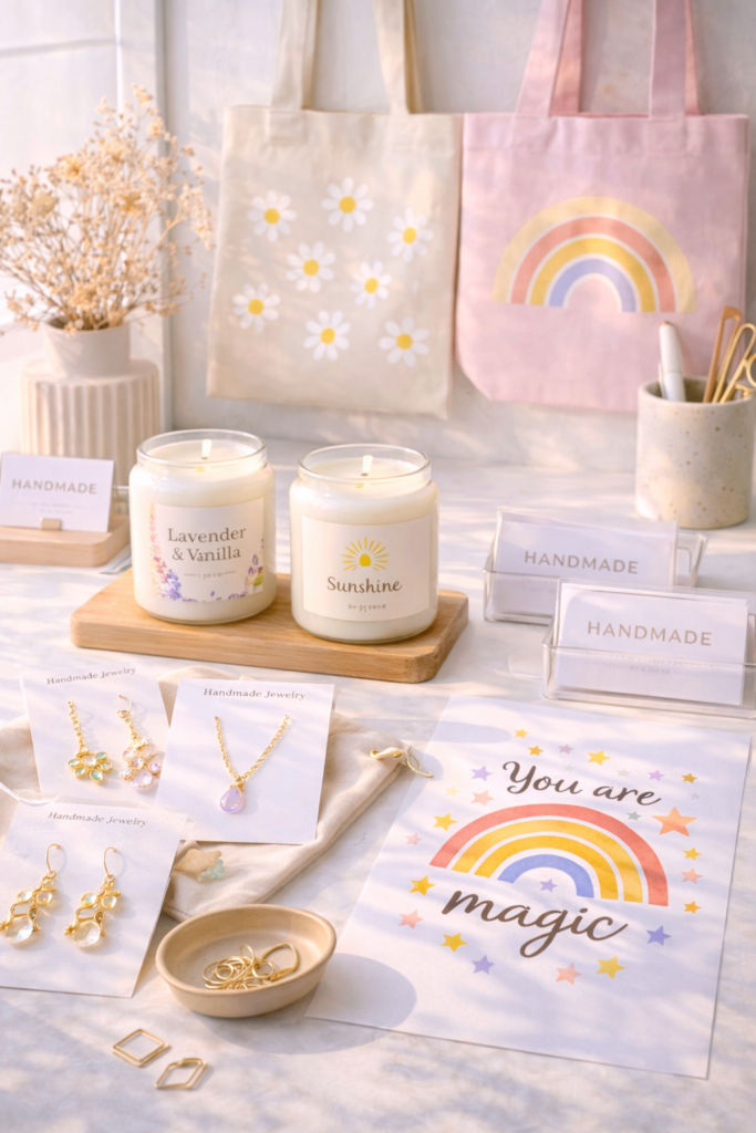 Handmade creations in a sunny workspace