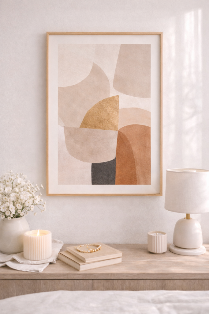 Minimalist interior with abstract art