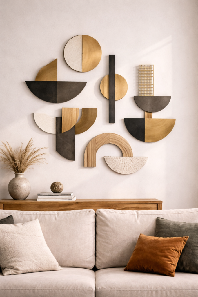 Modern abstract wall decor and seating