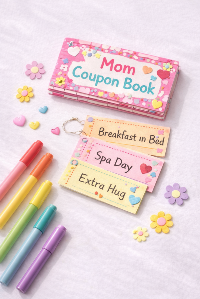 Mom coupon book with colorful details