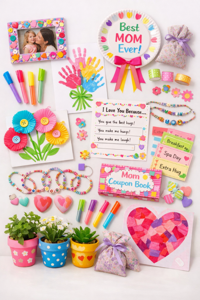 Mother's Day craft collection flat lay