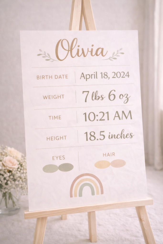 Olivia's baby milestone board