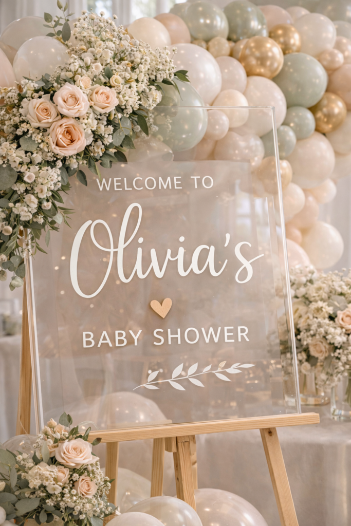Olivia's baby shower welcome sign