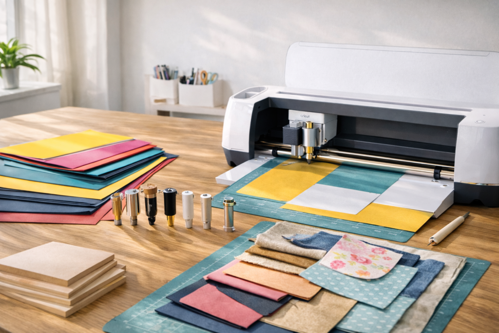 Organized crafting workspace with Cricut Maker - Cricut blades