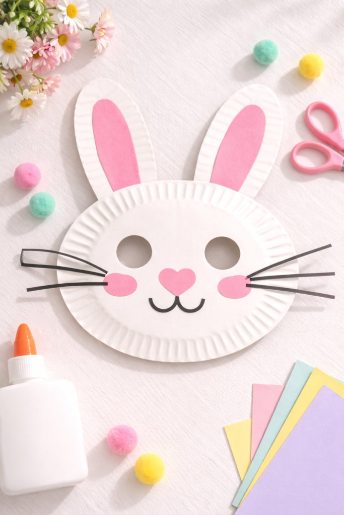 Pastel bunny craft scene