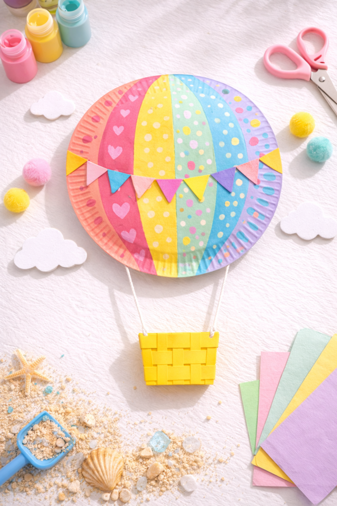 Pastel paper balloon craft scene