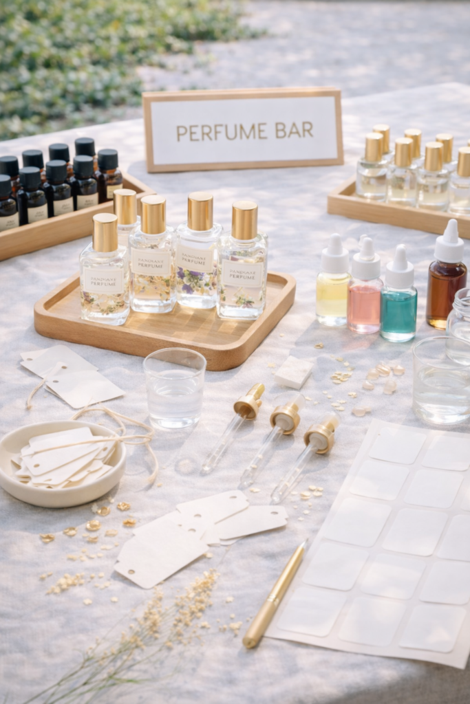 Perfume bar setup with natural elegance