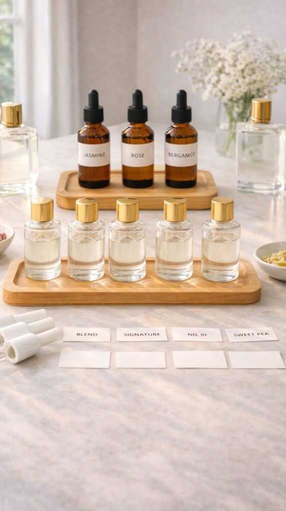 Perfume crafting station in sunlight