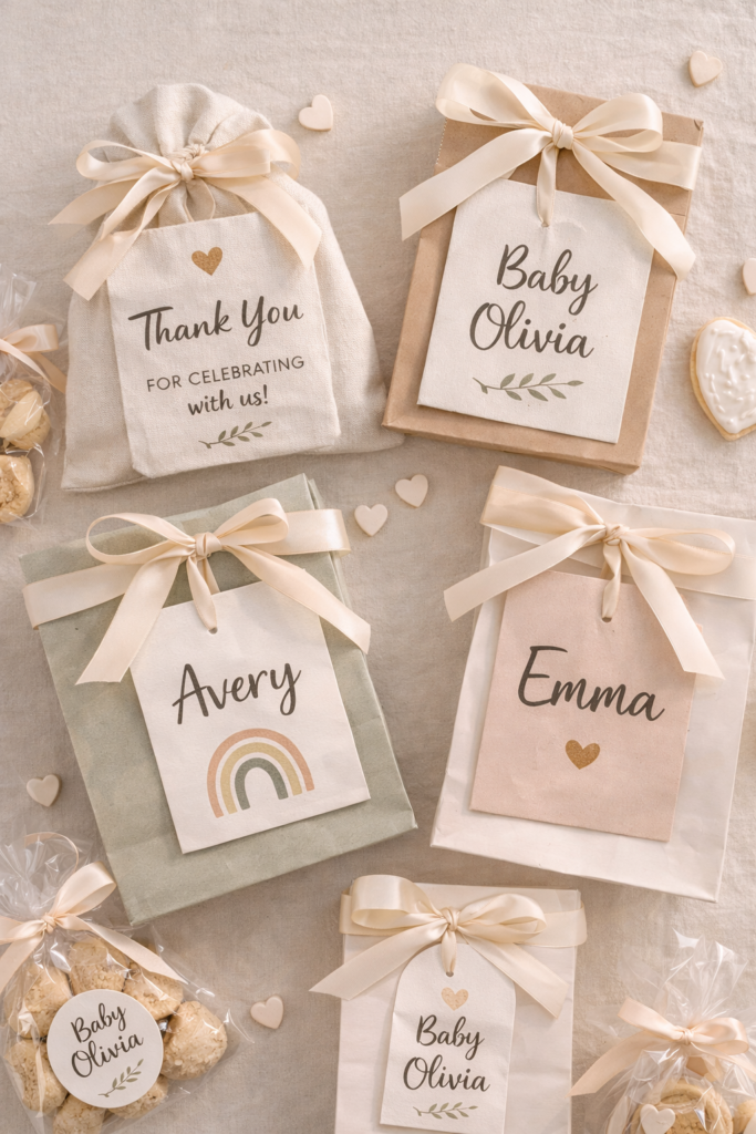 Personalized baby shower favor bags