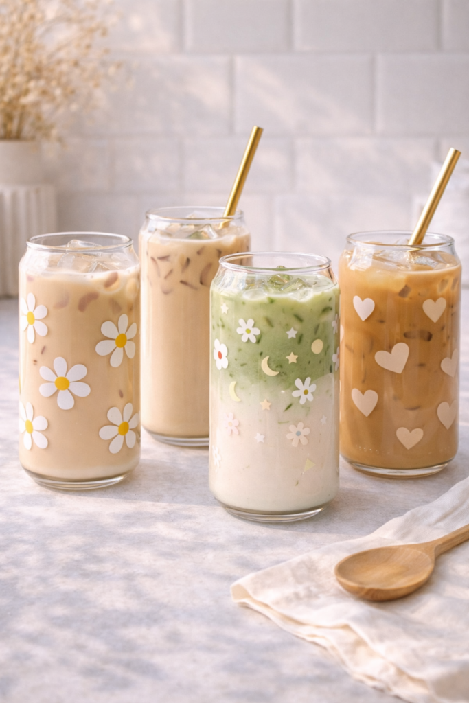 Refreshing iced drinks with vinyl designs