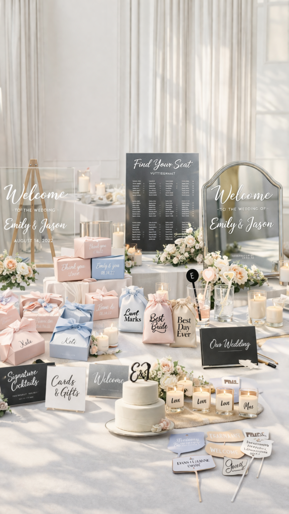 Romantic wedding welcome display