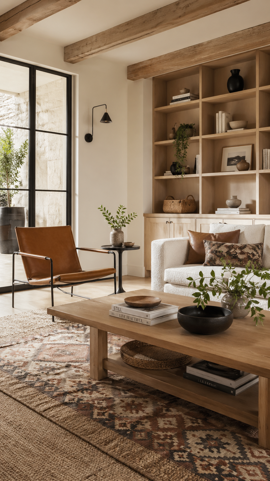 Scandinavian living room with pale oak furniture