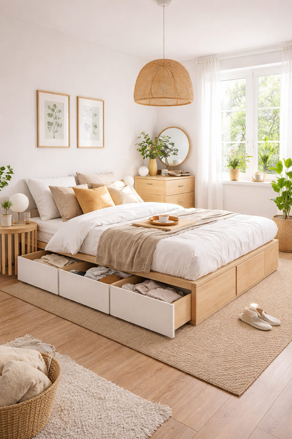 Scandinavian one-bedroom apartment bedroom
