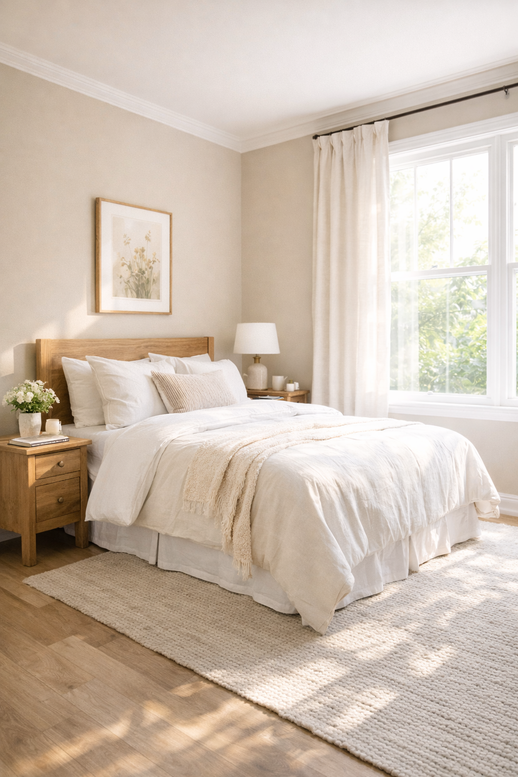 Serene morning bedroom with natural light