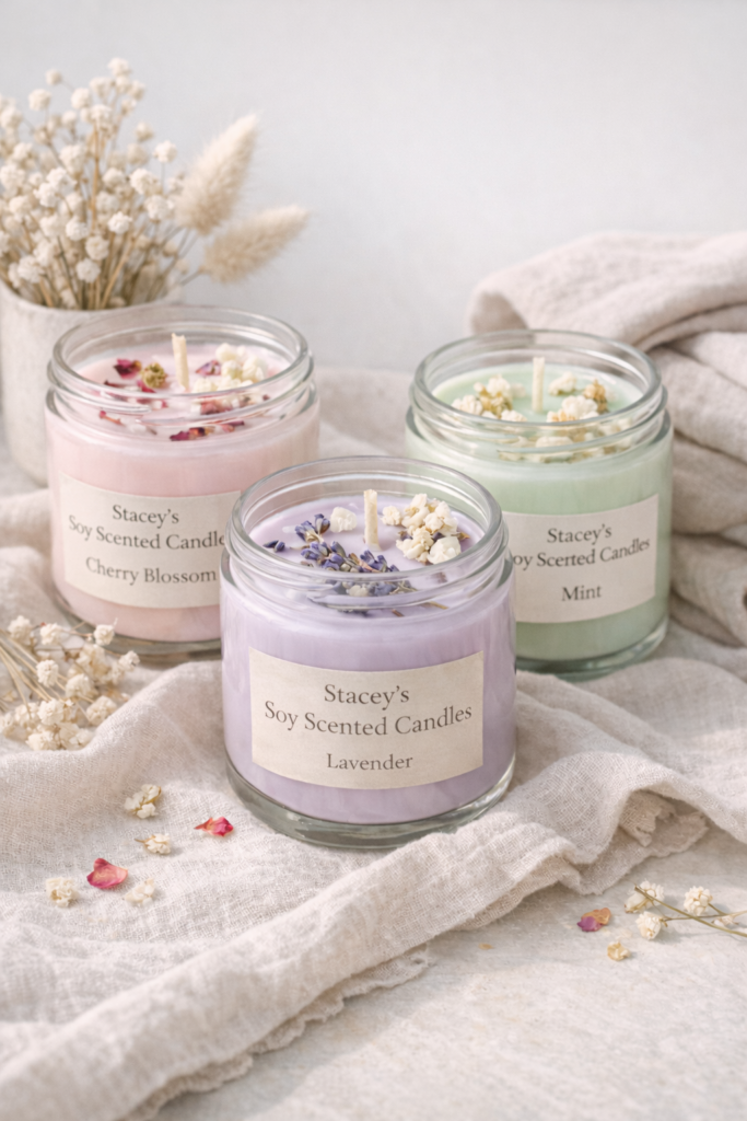 Serene scented candle display