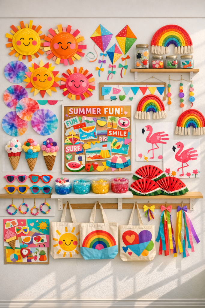 Summer classroom craft wall display for kids