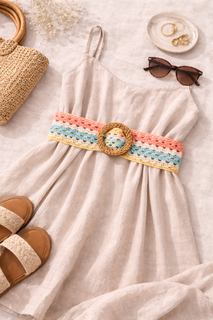 Summer essentials flat lay composition