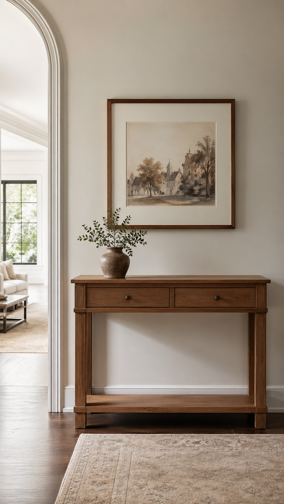 Traditional console table with minimal contemporary styling