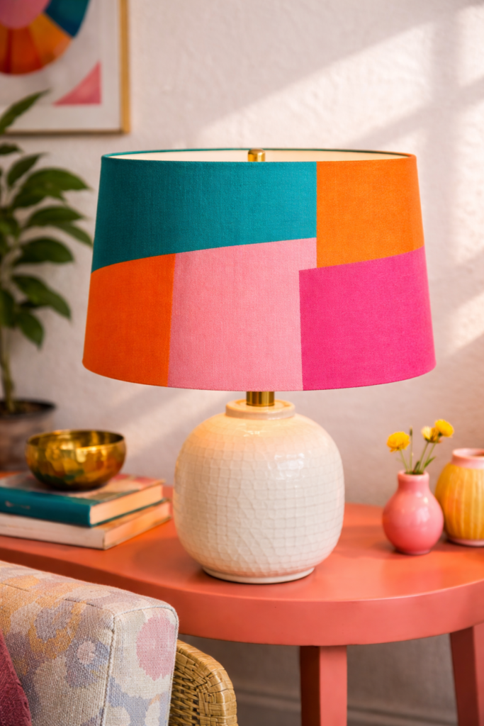 Vibrant color block lamp design - DIY lampshade