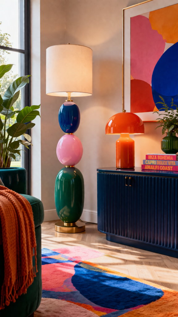 Vibrant modern living room corner