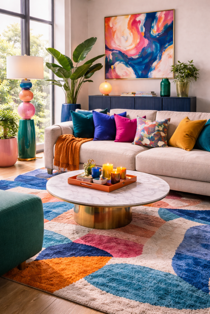 Vibrant modern living room decor