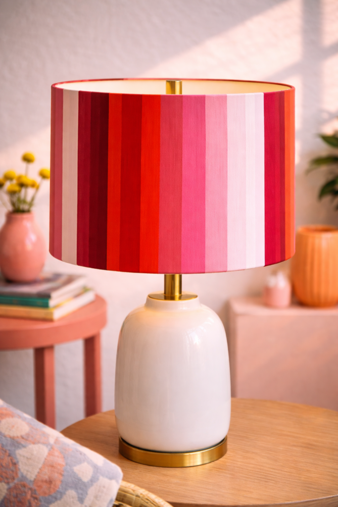Vibrant striped lamp with colorful accents