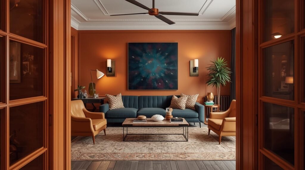 beautifully styled home interior featuring bold and cohesive color combinations