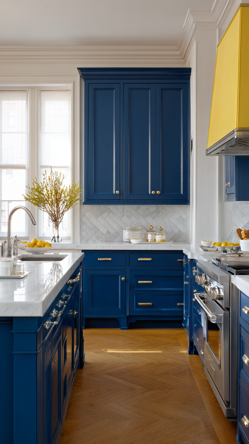 vibrant kitchen with cobalt and butter yellow accents