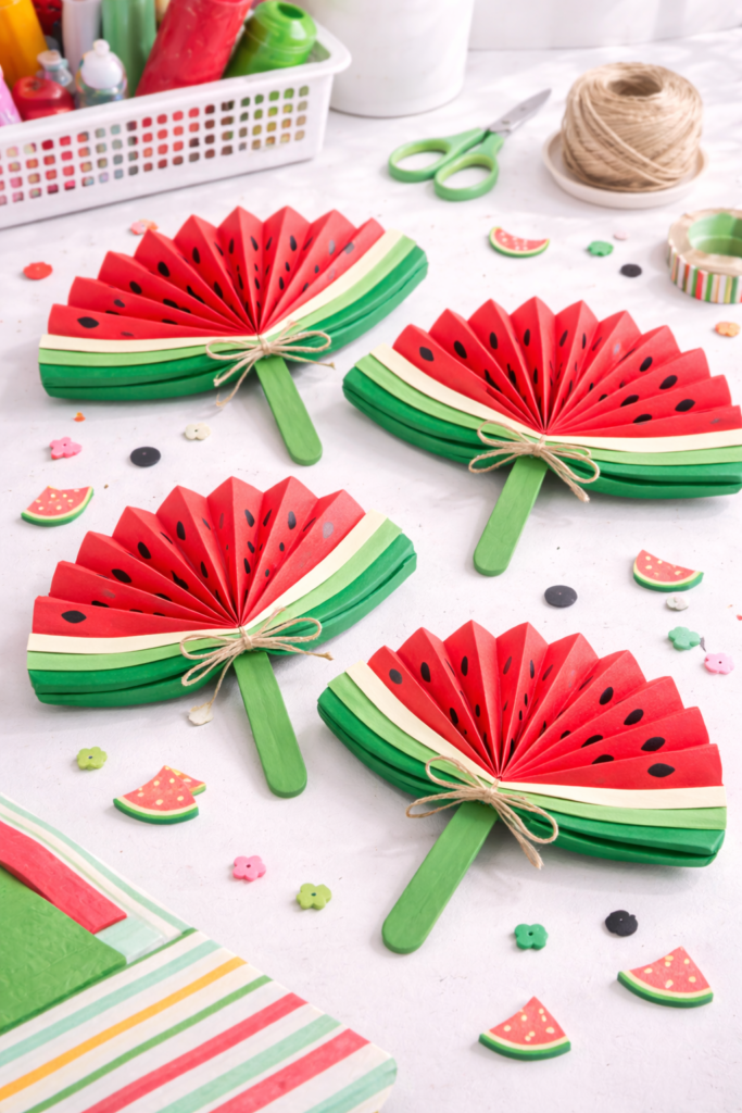 Watermelon paper fans and craft supplies