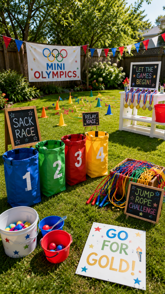 Backyard mini Olympics game setup