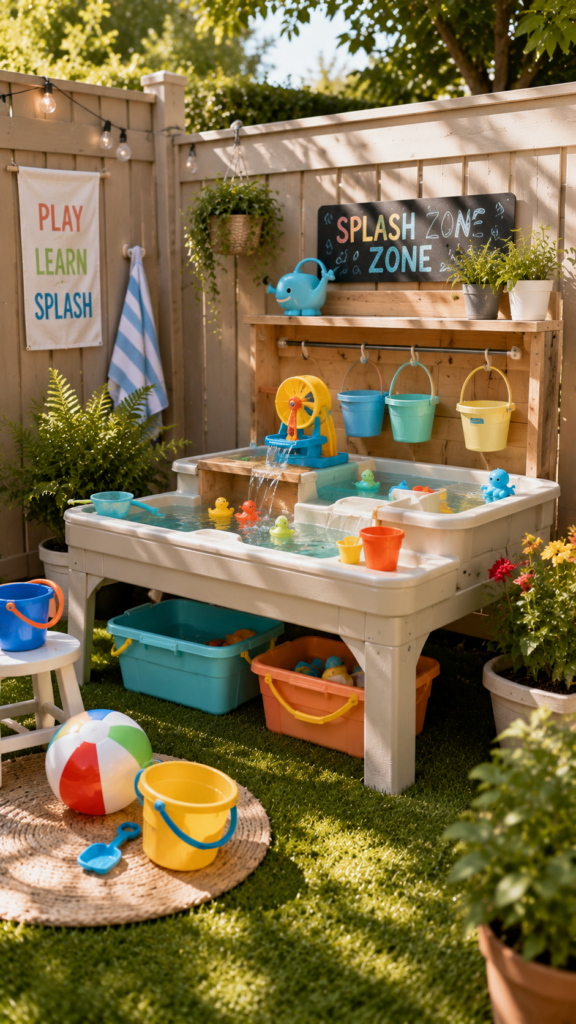 Backyard splash zone play area