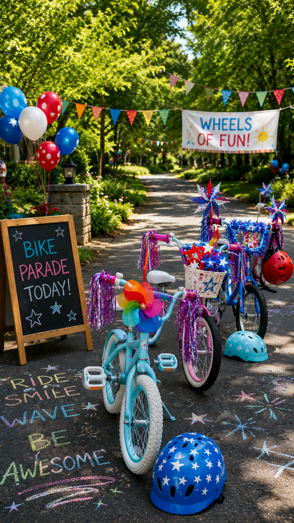 Bike parade celebration in the park