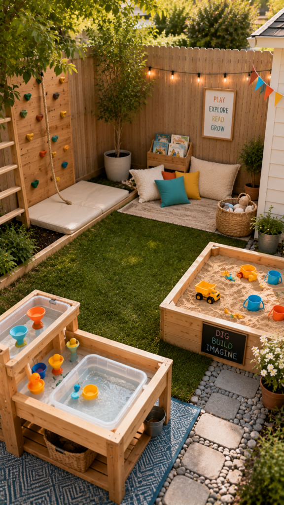 Bright backyard playspace with cozy details