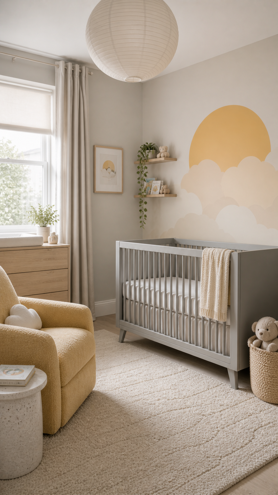 Calm minimalist nursery with soft decor