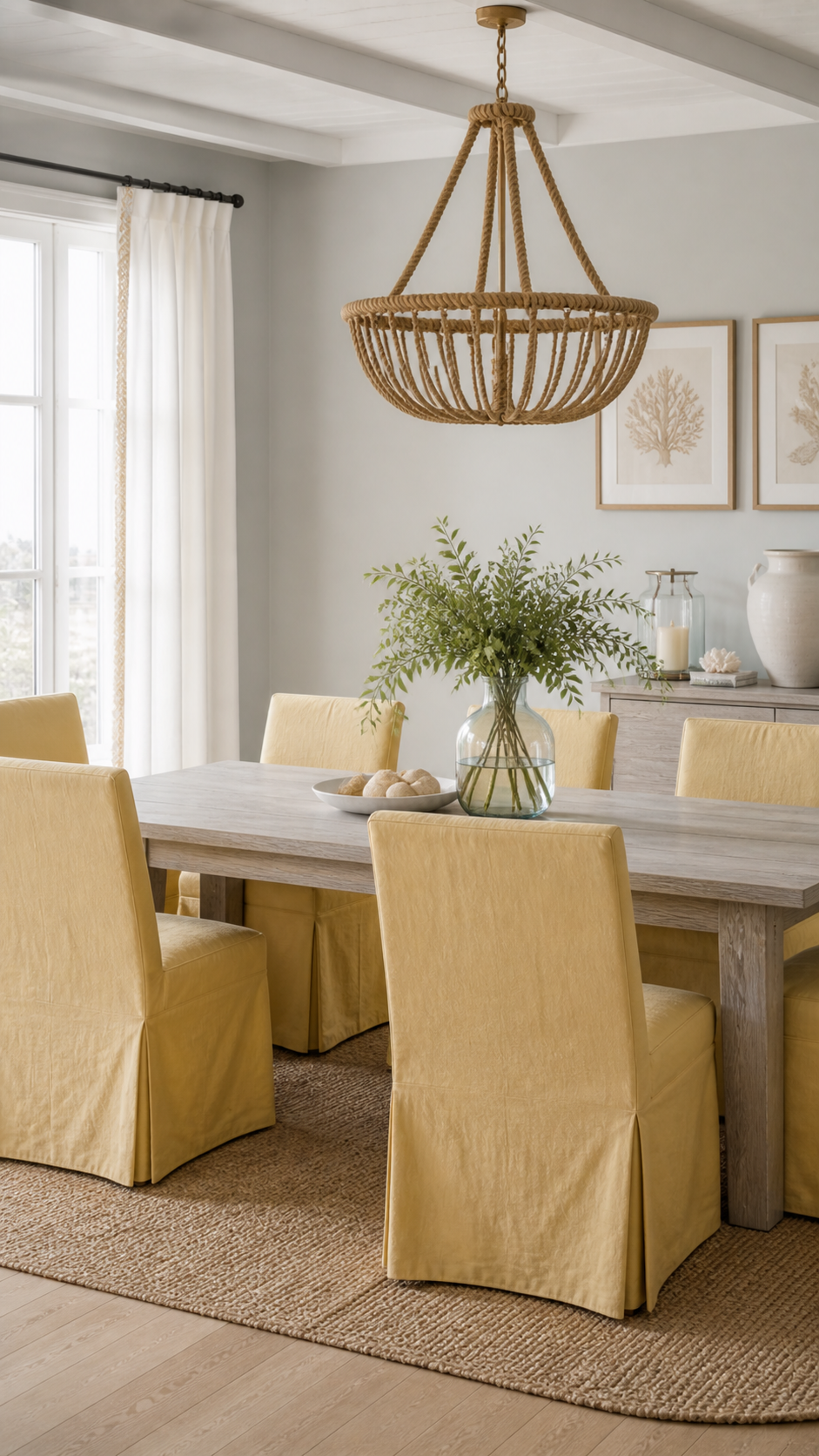 Coastal minimalism dining room vibe