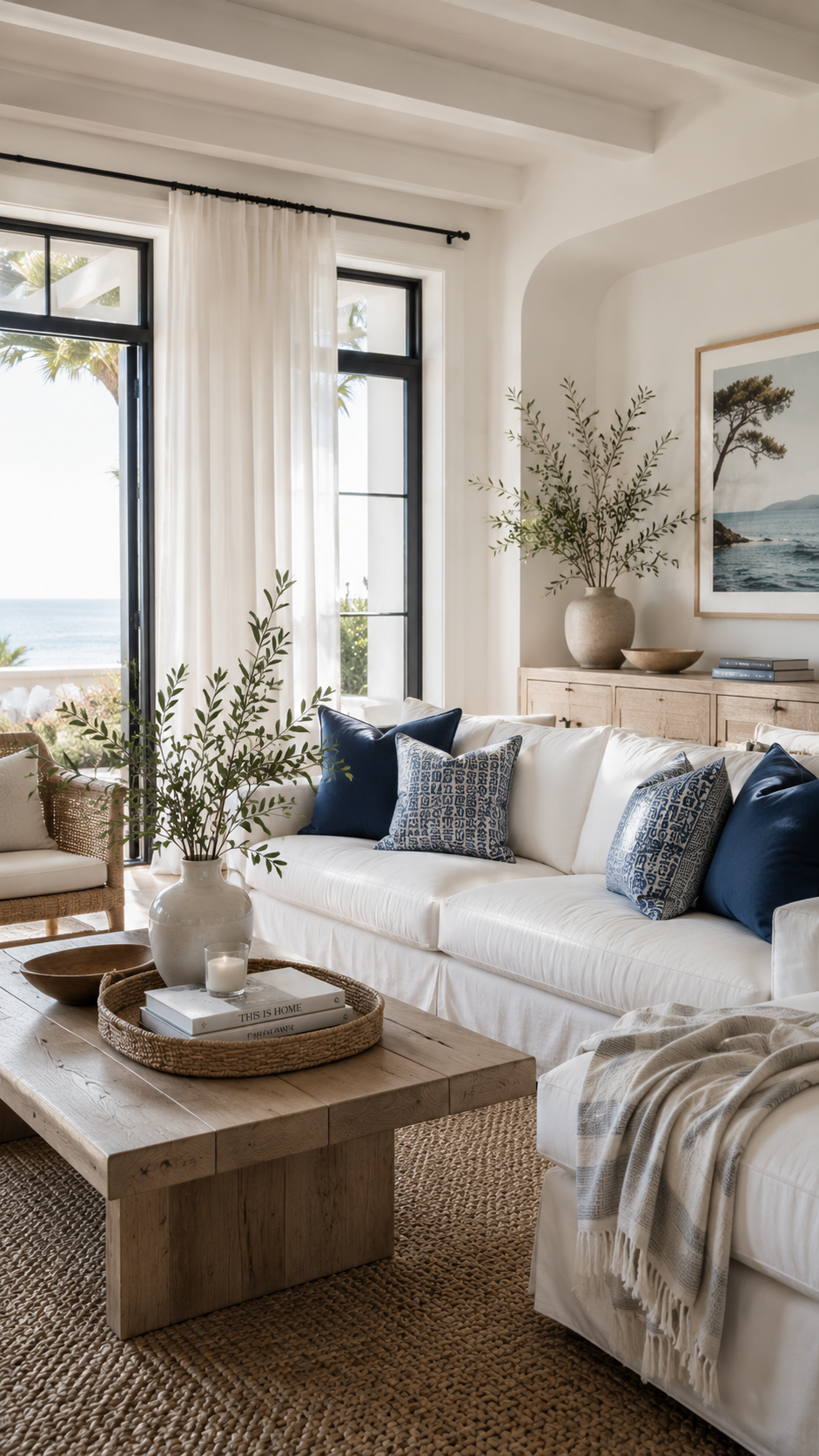 Serene coastal modern living room