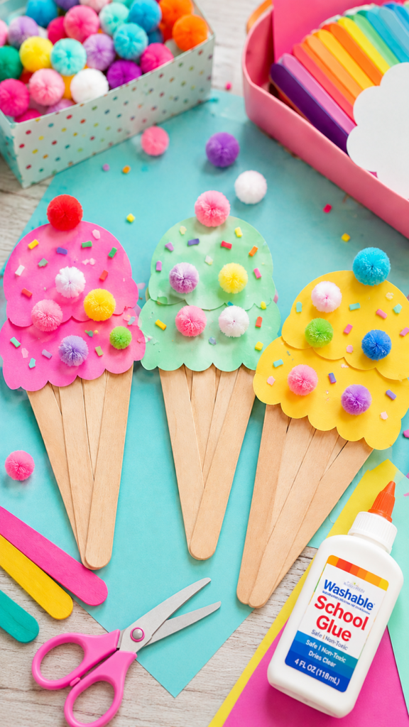 Colorful kids' craft station