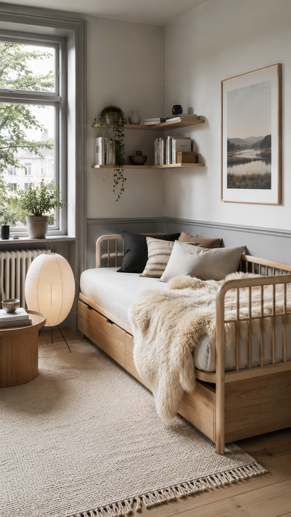 Cozy Scandinavian-inspired bedroom corner
