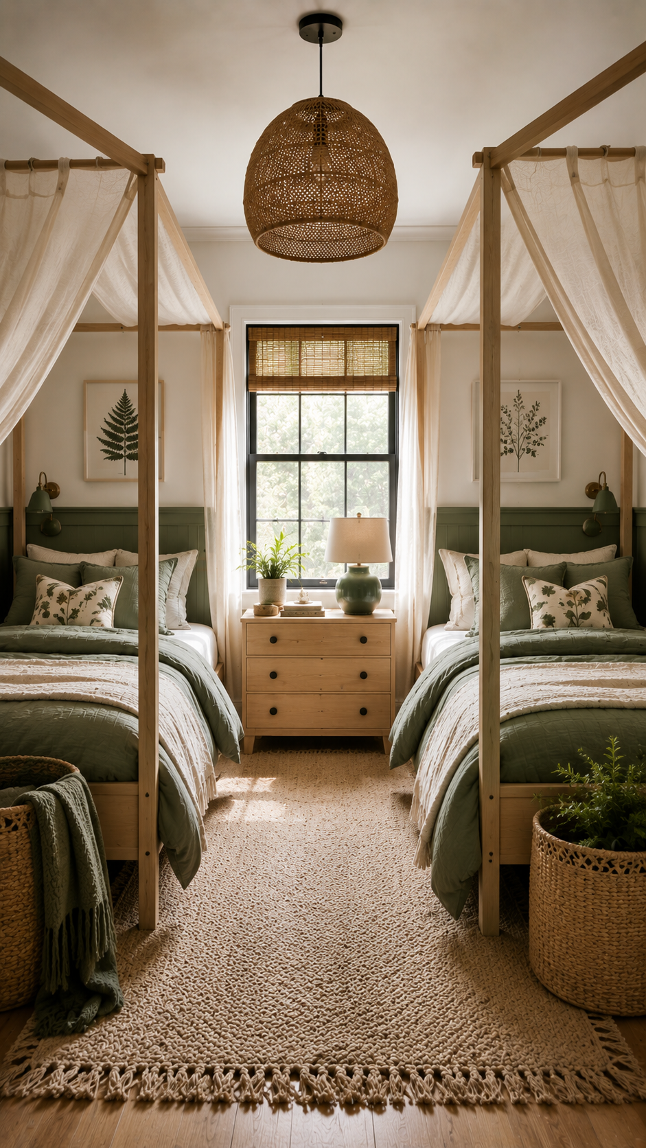 Cozy boho bedroom with natural accents