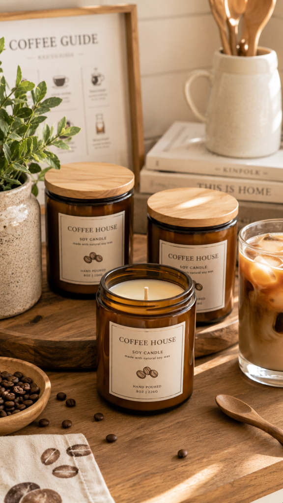 Cozy coffee-themed kitchen vignette