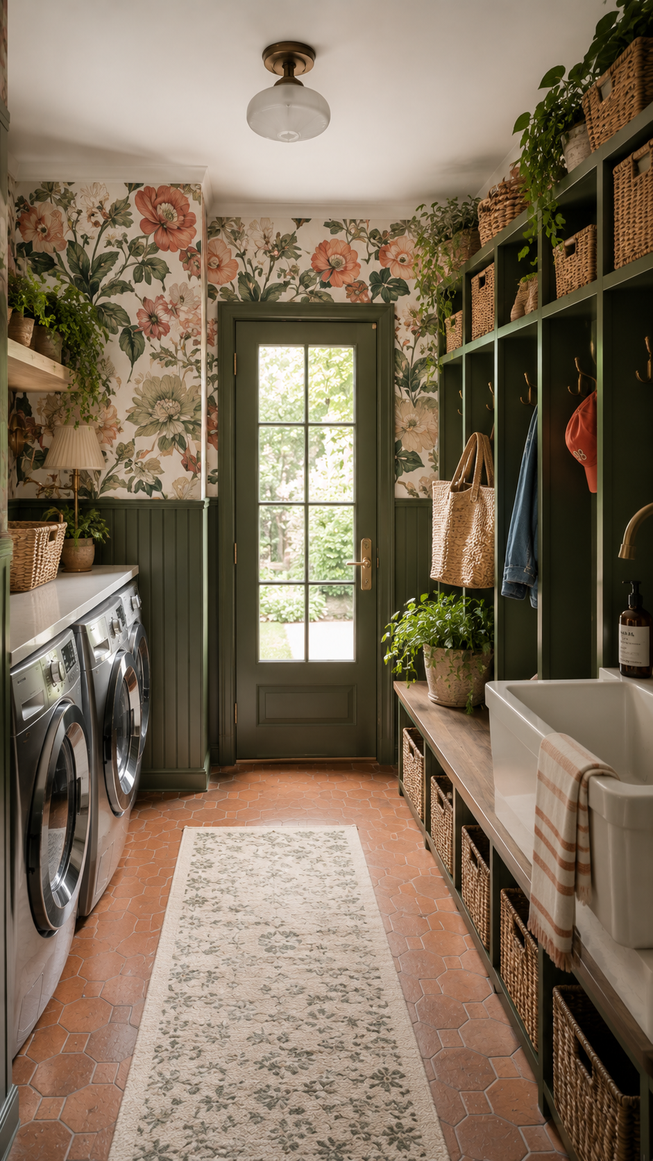 Cozy cottage laundry and mudroom character