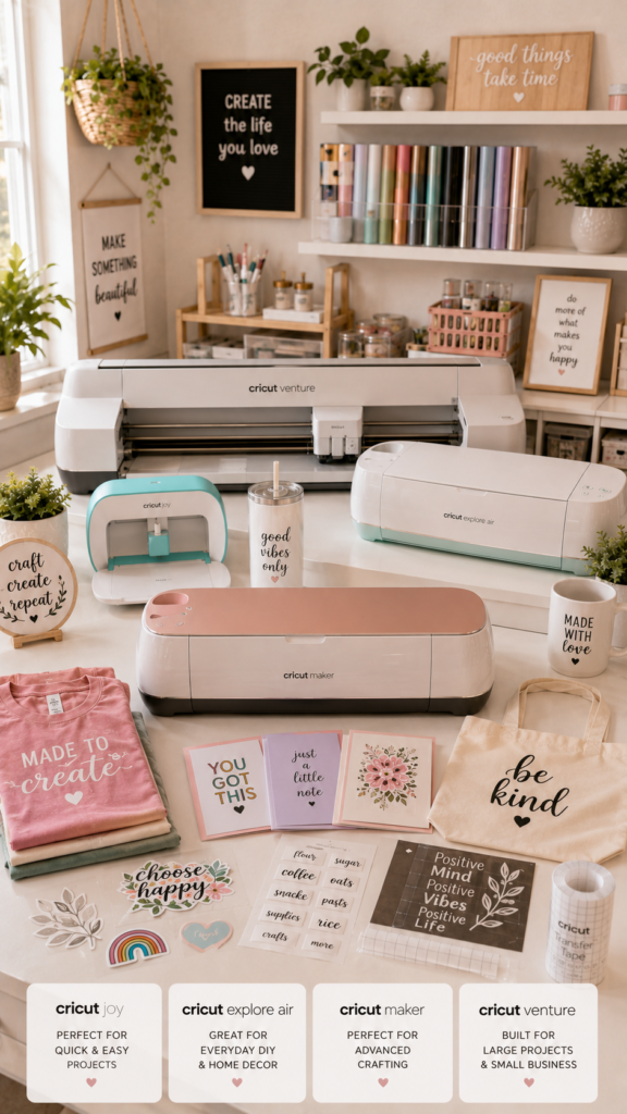 Cozy craft studio with Cricut machines