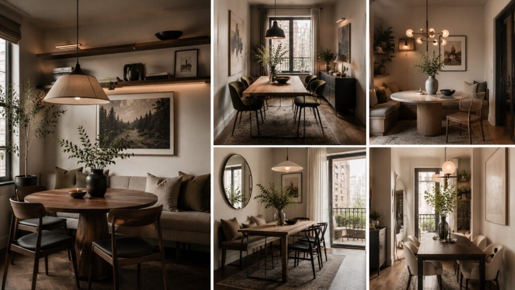 Cozy dining nooks in warm tones
