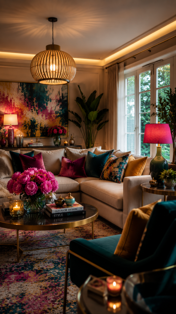 Cozy eclectic living room decor