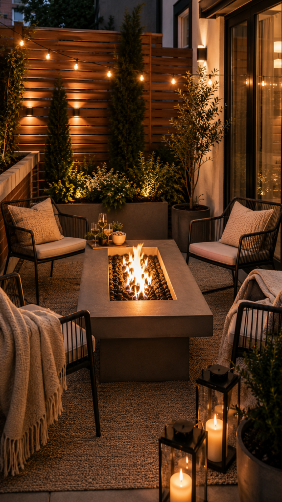 Cozy evening on a modern patio