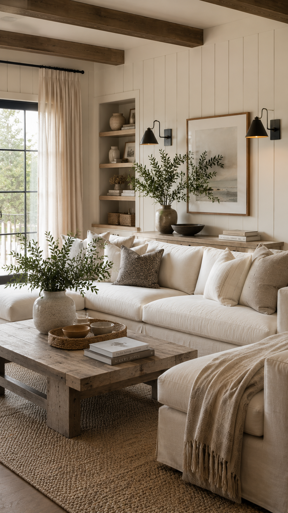 Cozy modern farmhouse living room