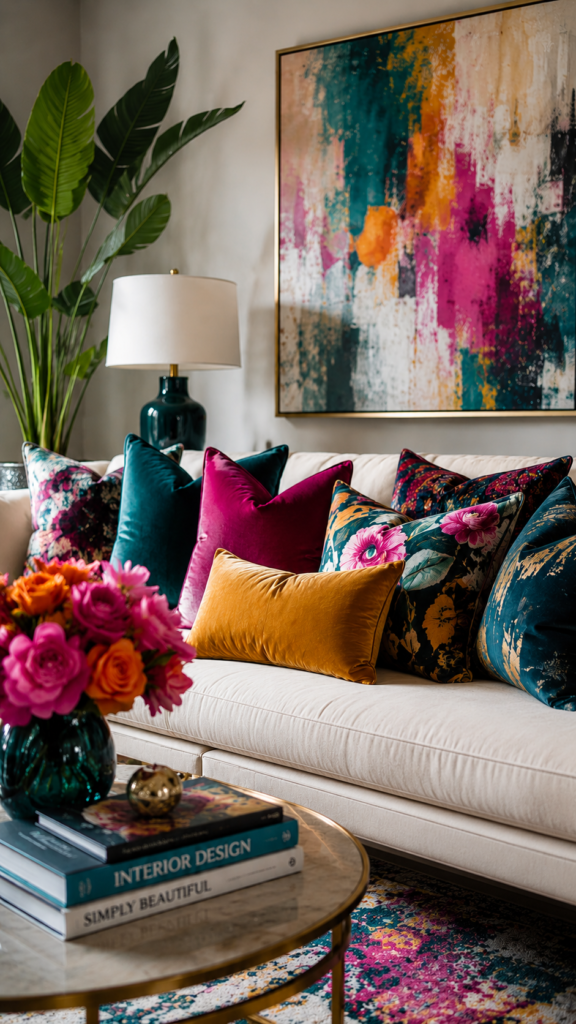 Cozy living room with vibrant decor